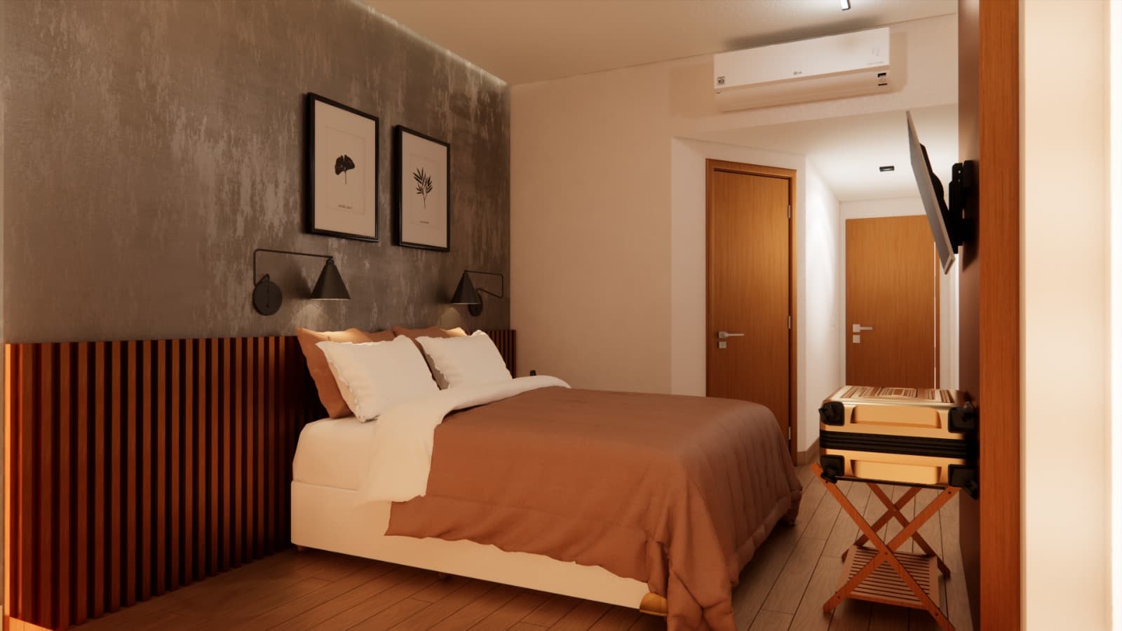 Suíte Presidencial com cama Queen e decoração elegante